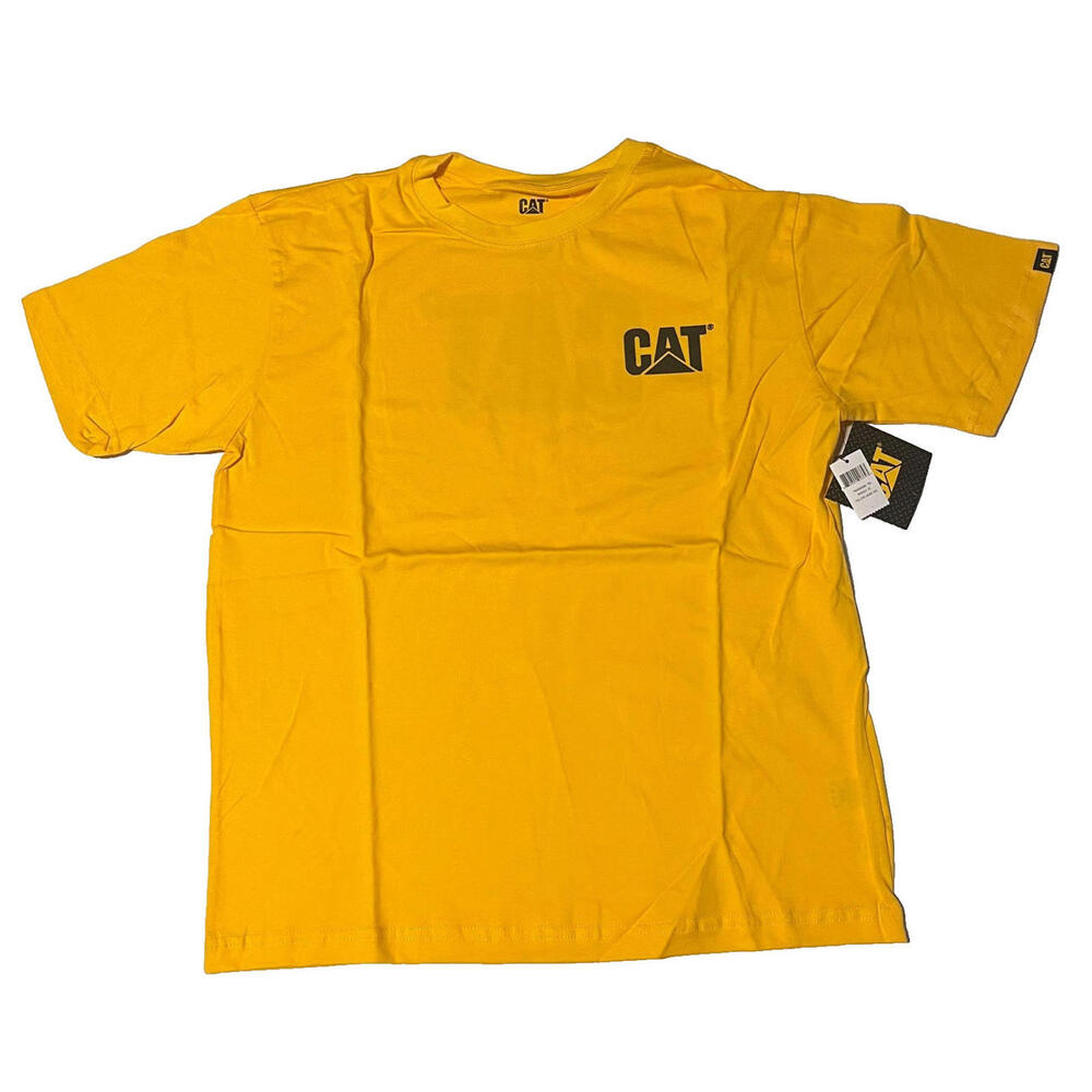 Caterpillar CAT Logo T-Shirt Men’s Size Large Yellow Short Sleeve Workwear NWT